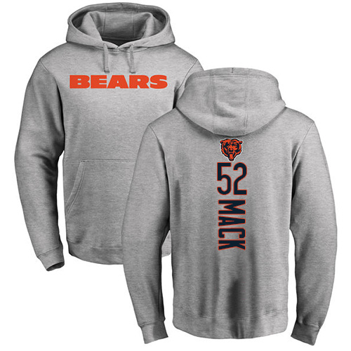 Chicago Bears Men Ash Khalil Mack Backer NFL Football #52 Pullover Hoodie Sweatshirts
